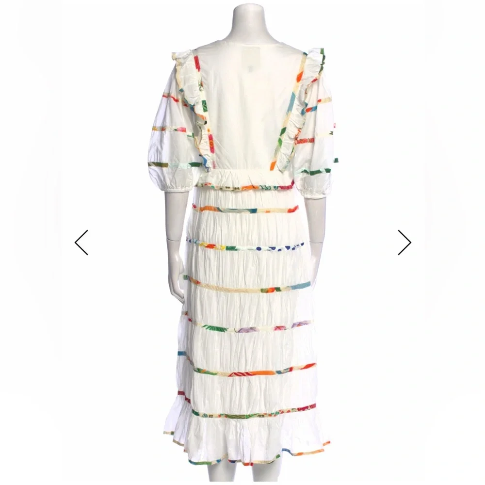 FARM Rio White Midi Dress with Multicolor Stripe Detail - Picture 3 of 10